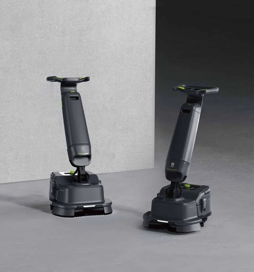 Deux autolaveuses PUDU SH1 — visuel officiel PUDU Robotics