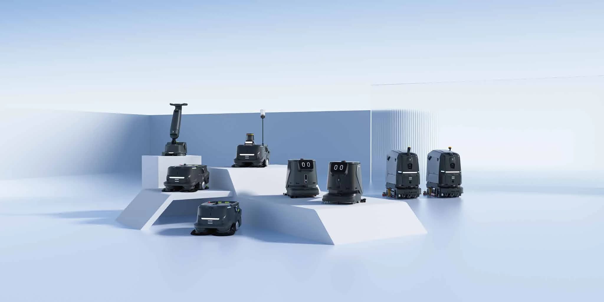 La gamme de robots de nettoyage PUDU — visuel officiel PUDU Robotics